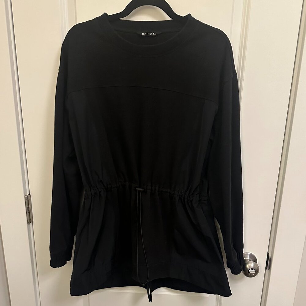 Athleta Triumph Hybrid Crewneck Sweatshirt (Size: XL; Color: Black)